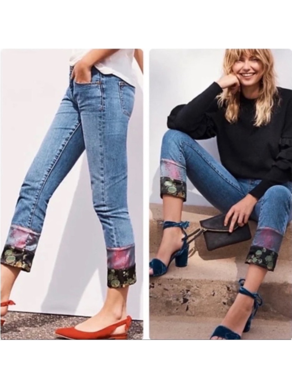Pilcro Patchwork Slim Boyfriend Jeans